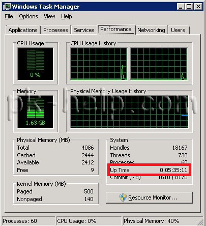 Фото Определяем время загрузки Windows server