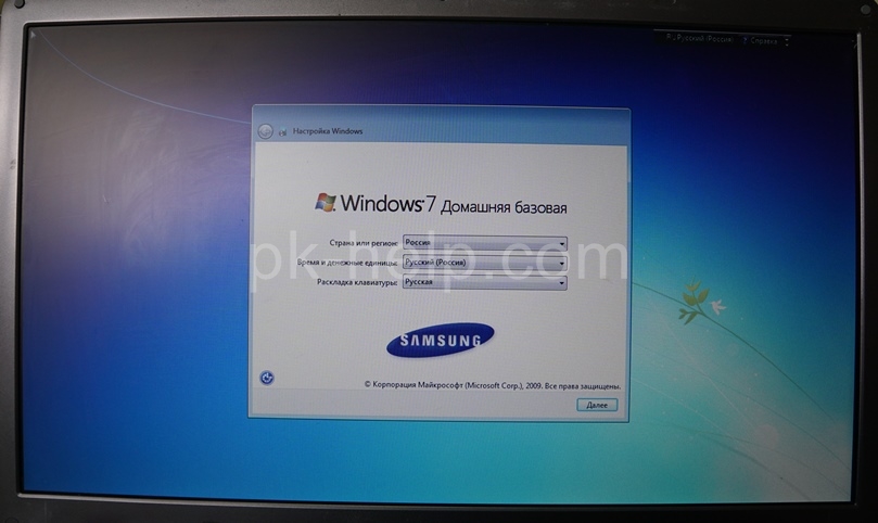 Восстановленная Windows на ноутбуке Самсунг
