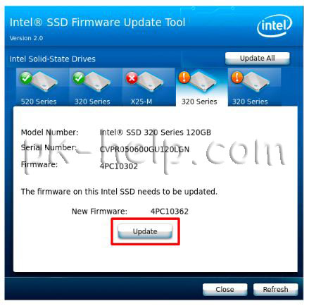 Фотография SSD диск Intel требует обновления